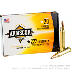 1000 Rounds of .223 Rem Ammo by Armscor USA - 55gr PSP