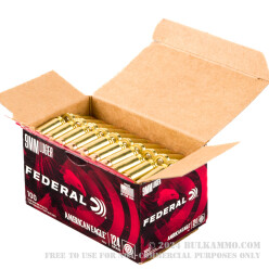 500 Rounds of 9mm Ammo by Federal American Eagle - 124gr FMJ