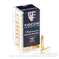 500 Rounds of .22 WMR Ammo by Fiocchi - 40gr JSP