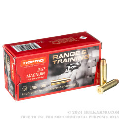 1000 Rounds of .357 Mag Ammo by Norma - 158gr FMJ