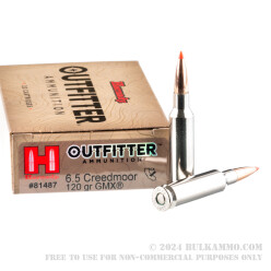 20 Rounds of 6.5mm Creedmoor Ammo by Hornady Outfitter - 120gr GMX