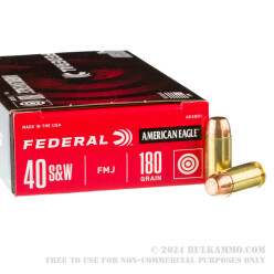 40 S&W - 180 gr FMJ - Federal American Eagle - 1000 Rounds