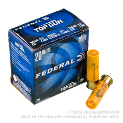 25 Rounds of 20ga Ammo by Federal Top Gun - 7/8 ounce #7 1/2 shot