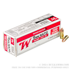 100 Rounds of 9mm NATO Ammo by Winchester - 124gr FMJ