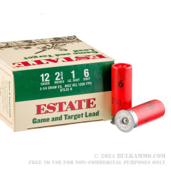 25 Rounds of 12ga Ammo by Estate Game and Target -  #6 shot