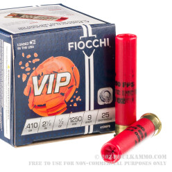250 Rounds of 410 Bore Ammo by Fiocchi - 1/2 ounce #9 shot