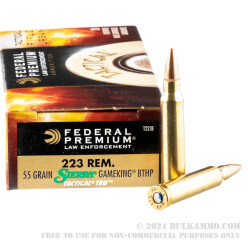 200 Rounds of .223 Ammo by Federal LE Tactical TRU - 55gr GameKing HPBT