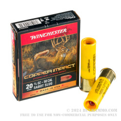 5 Rounds of 20ga Ammo by Winchester Copper Impact - 3/4 ounce Tipped Copper Sabot Slug