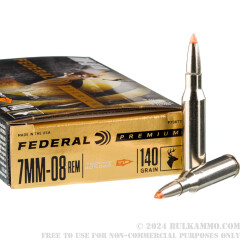 20 Rounds of 7mm-08 Ammo by Federal - 140gr Trophy Bonded Tip