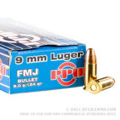 1000 Rounds of 9mm Ammo by Prvi Partizan - 124gr FMJ