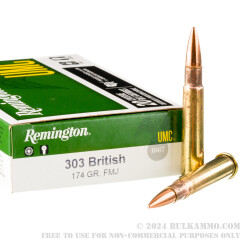 20 Rounds of .303 British Ammo by Remington UMC - 174gr MC