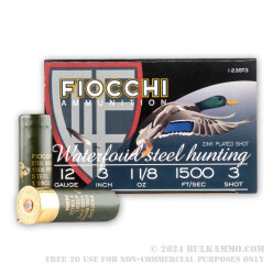 25 Rounds of 12ga Ammo by Fiocchi Waterfowl - 3" 1 1/8 ounce #3 Shot