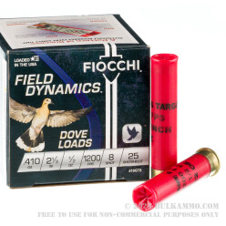 25 Rounds of .410 Ammo by Fiocchi - 1/2 ounce #8 shot