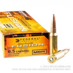 200 Rounds of 6.5 Grendel Ammo by Federal Fusion Rifle - 120gr SP
