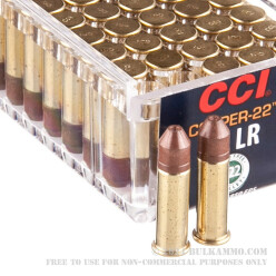 50 Rounds of .22 LR Ammo by CCI Copper-22 - 21gr Lead-Free HP