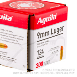 300 Rounds of 9mm Ammo by Aguila - 124gr FMJ