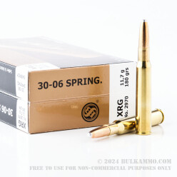 20 Rounds of 30-06 Springfield Ammo by Sellier & Bellot - 180gr XRG