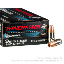 50 Rounds of 9mm Ammo by Winchester Ranger T-Series - 147gr JHP