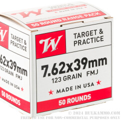 50 Rounds of 7.62x39 Ammo by Winchester Lake City - 123gr FMJ