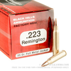 50 Rounds of .223 Ammo by Black Hills Ammunition - 55gr FMJ