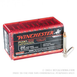 50 Rounds of .22 WMR Ammo by Winchester Supreme Elite - 40gr JHP