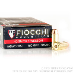 50 Rounds of .40 S&W Ammo by Fiocchi - 180gr CMJTC