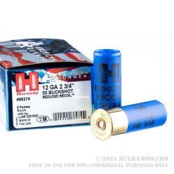100 Rounds of 12ga Ammo by Hornady American Gunner Reduced Recoil - 00 Buck
