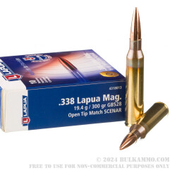 10 Rounds of .338 Lapua Magnum Ammo by Lapua - 300 gr OTM