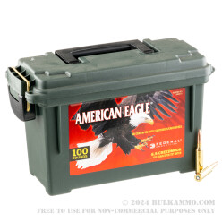 100 Rounds of 6.5 Creedmoor Ammo by Federal American Eagle in Ammo Can - 120gr OTM