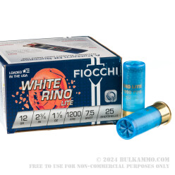 250 Rounds of 12ga Ammo by Fiocchi White Rino Lite - 1-1/8 ounce #7.5 shot