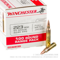100 Rounds of .223 Ammo by Winchester - 55gr FMJ