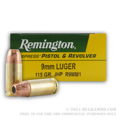 50 Rounds of 9mm Ammo by Remington Express - 115gr JHP