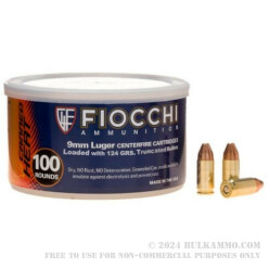 100 Rounds of 9mm Canned Heat Ammo by Fiocchi - 124gr FMJTC