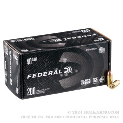 200 Rounds of .40 S&W Ammo by Federal Black Pack - 165gr FMJ