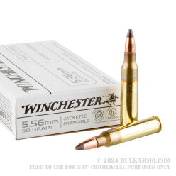 20 Rounds of 5.56x45 Ammo by Winchester - 50 gr Frangible