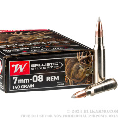 20 Rounds of 7mm-08 Ammo by Winchester - 140gr Ballistic Silvertip