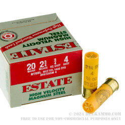 25 Rounds of 20ga 2-3/4" Ammo by Estate Cartridge HV - 3/4 ounce #4 shot