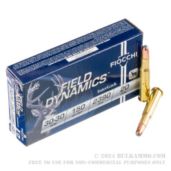 20 Rounds of 30-30 Win Ammo by Fiocchi - 150gr PSP