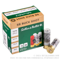 250 Rounds of 12ga Ammo by Sellier & Bellot - 1 1/4 ounce #4 Buck