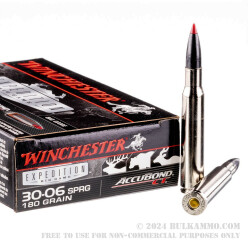 20 Rounds of 30-06 Springfield Ammo by Winchester AccuBond CT - 180gr Polymer Tipped