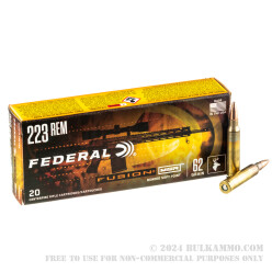 20 Rounds of .223 Ammo by Federal - 62gr Fusion