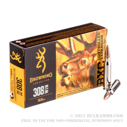 308 - 168 Grain Brass Tip Boat tail - Browning BXC Upland Game - 20 Rounds