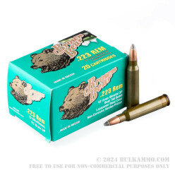 500  Rounds of .223 Ammo by Brown Bear - 62gr SP