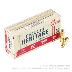 50 Rounds of .32S&W Long Ammo by Fiocchi - 97 gr FMJ