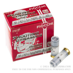 250 Rounds of 12ga Ammo by Fiocchi - 1 1/8 ounce #8 shot