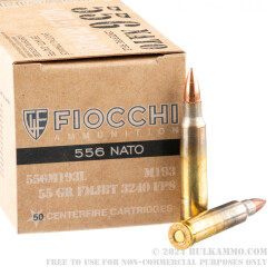 1000 Rounds of 5.56x45 Ammo by Fiocchi - 55gr FMJBT M193