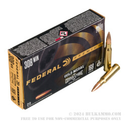 20 Rounds of .308 Win Ammo by Federal Gold Medal CenterStrike - 168gr OTM