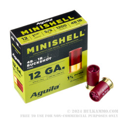 250 Rounds of 12ga Ammo by Aguila Minishell - 5/8 ounce #1 & #4 buck