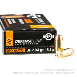 50 Rounds of .380 ACP Ammo by Prvi Partizan - 94gr JHP