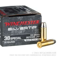 200 Rounds of .38 Spl Ammo by Winchester Silvertip - 110gr JHP